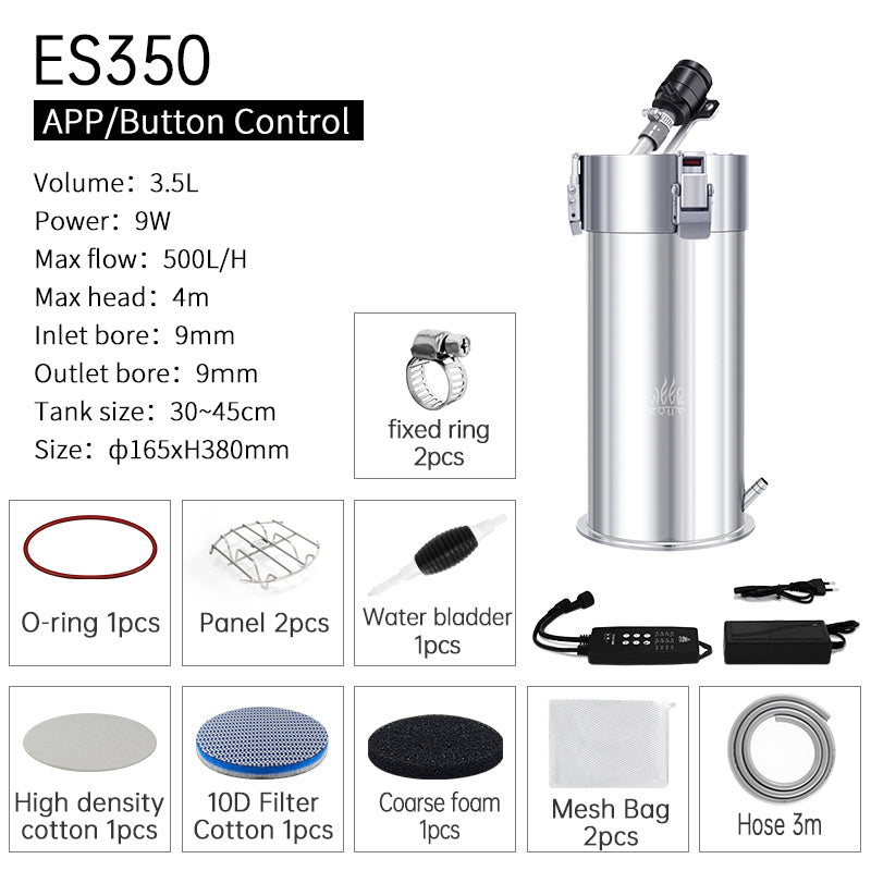 Week Aqua Ver2.0 Smart Frequency Conversion Stainless Steel External Canister Filter