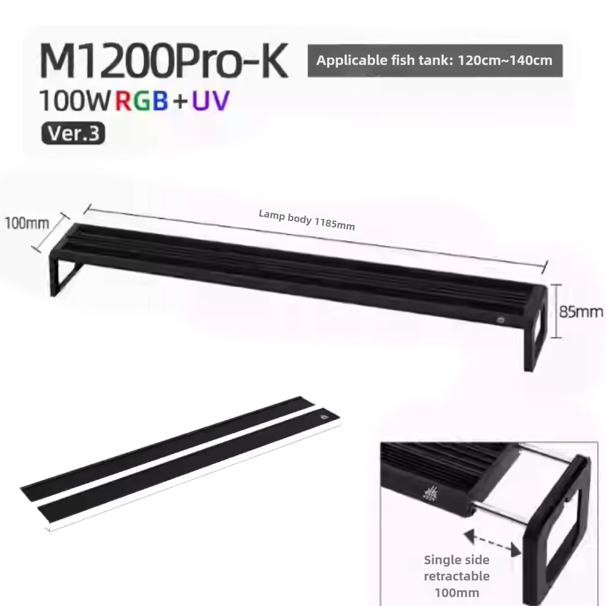 Week Aqua M Series Smart RGB+UV Aquarium LED Light - Full Spectrum Plant Grow Lamp