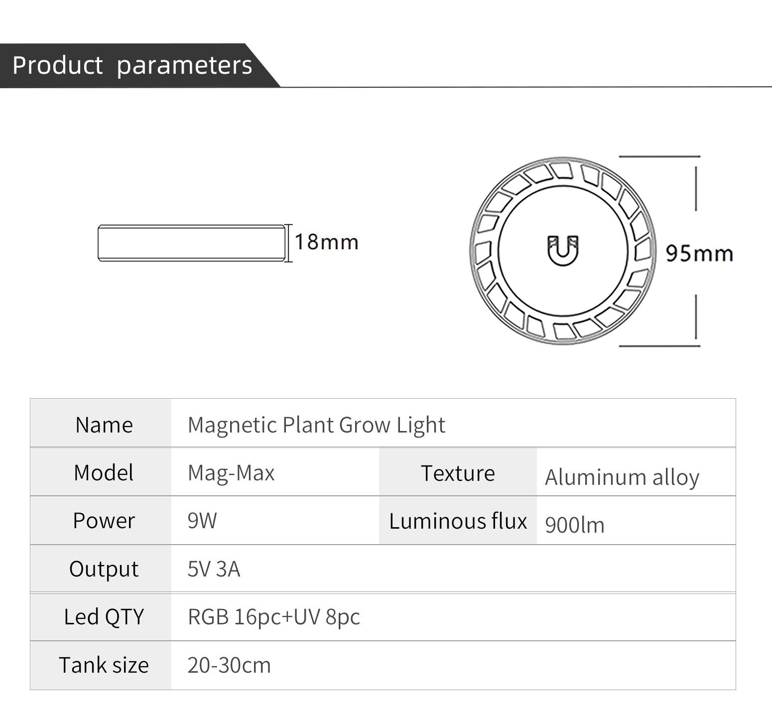 Week Aqua USB Magnetic Plant Grow Light Full spectrum LED Ecology Microlandscape light Nano aquarium light