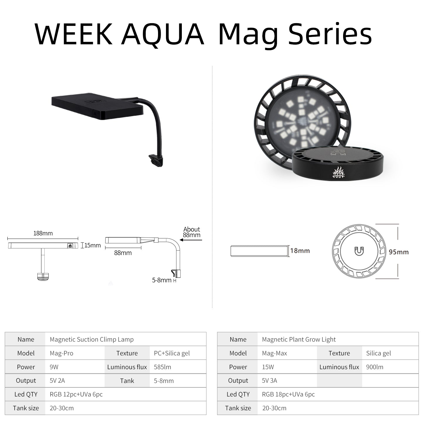 Week Aqua USB Magnetic Plant Grow Light Full spectrum LED Ecology Microlandscape light Nano aquarium light