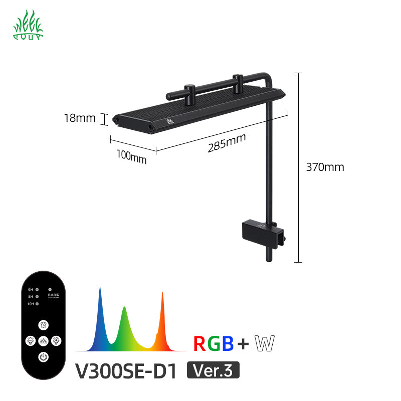 Week Aqua V Series Button Controls RGB+W Full Spectrum Hanging LED Aquarium Light with Pendant Brackets