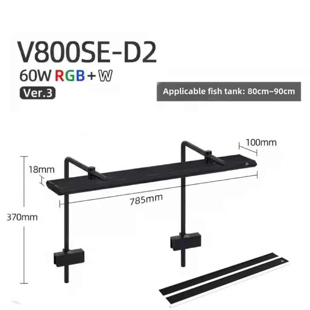 Week Aqua V Series Button Controls RGB+W Full Spectrum Hanging LED Aquarium Light with Pendant Brackets