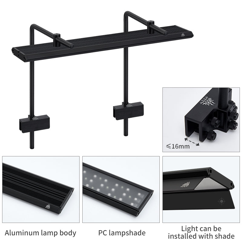 Week Aqua V Series Button Controls RGB+W Full Spectrum Hanging LED Aquarium Light with Pendant Brackets