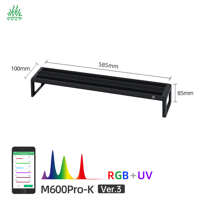 Week Aqua M Series Smart RGB+UV Aquarium LED Light - Full Spectrum Plant Grow Lamp