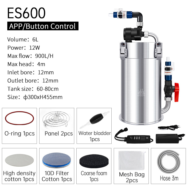Week Aqua Ver2.0 Smart Frequency Conversion Stainless Steel External Canister Filter