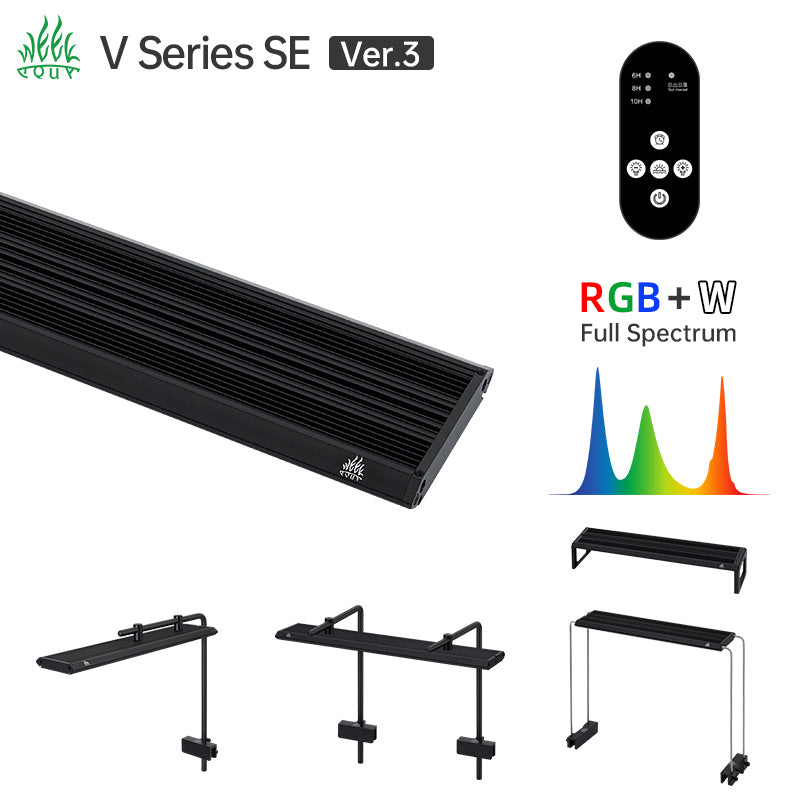Week Aqua V Series Button Controls RGB+W Full Spectrum Hanging LED Aquarium Light with Pendant Brackets