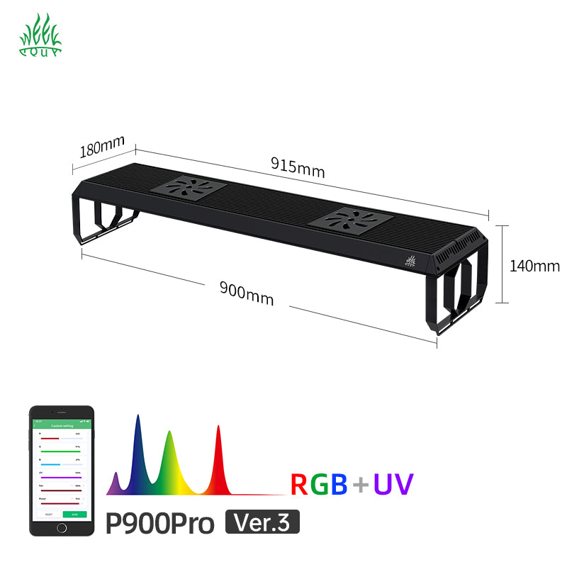 Week Aqua P Series Ver.3 RGB+UV Smart Bluetooth LED Aquarium Light