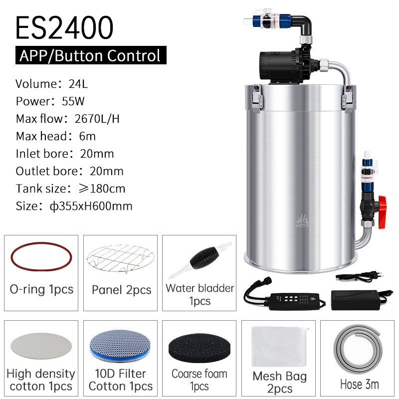 Week Aqua Ver2.0 Smart Frequency Conversion Stainless Steel External Canister Filter
