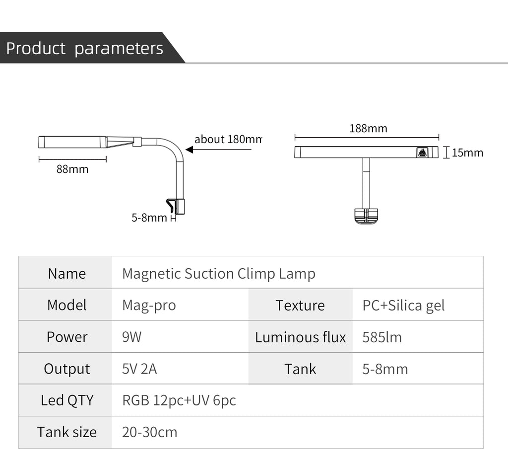Week Aqua USB Magnetic Plant Grow Light Full spectrum LED Ecology Microlandscape light Nano aquarium light