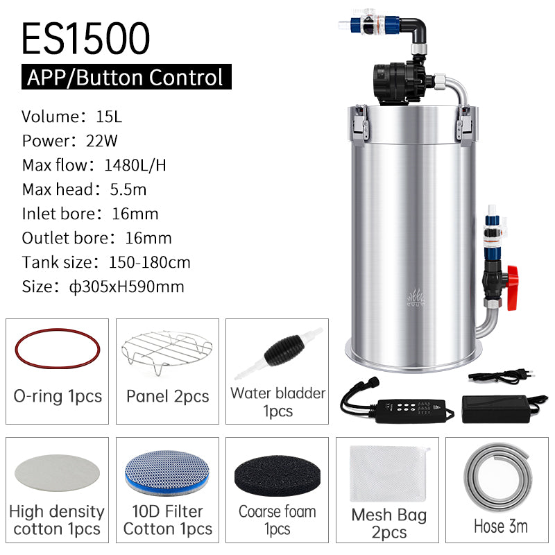 Week Aqua Ver2.0 Smart Frequency Conversion Stainless Steel External Canister Filter