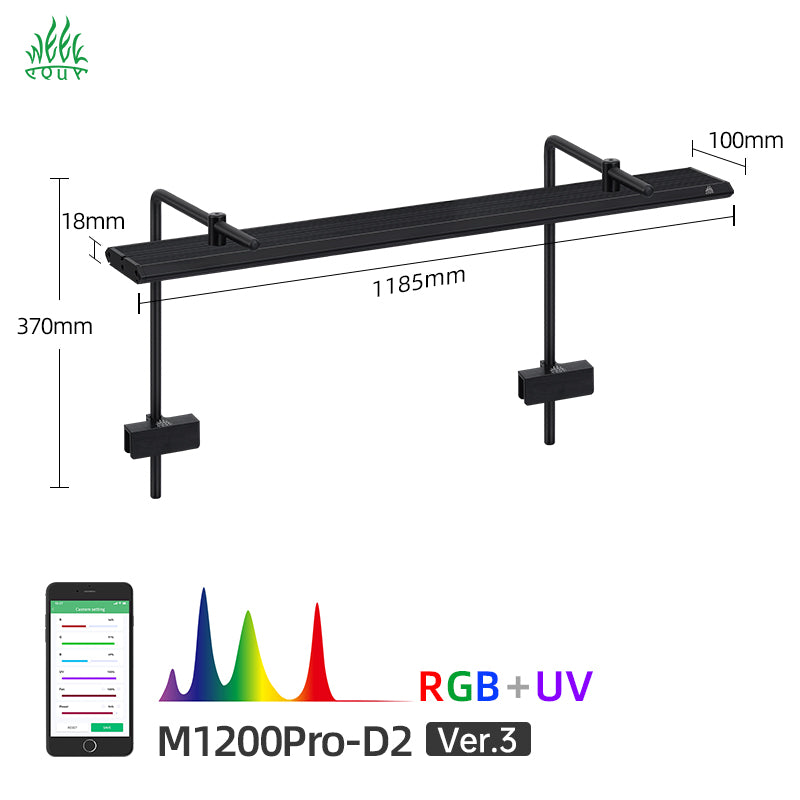 Week Aqua M Series Pendant Style Smart Bluetooth RGB+UV LED Hanging Aquarium Light