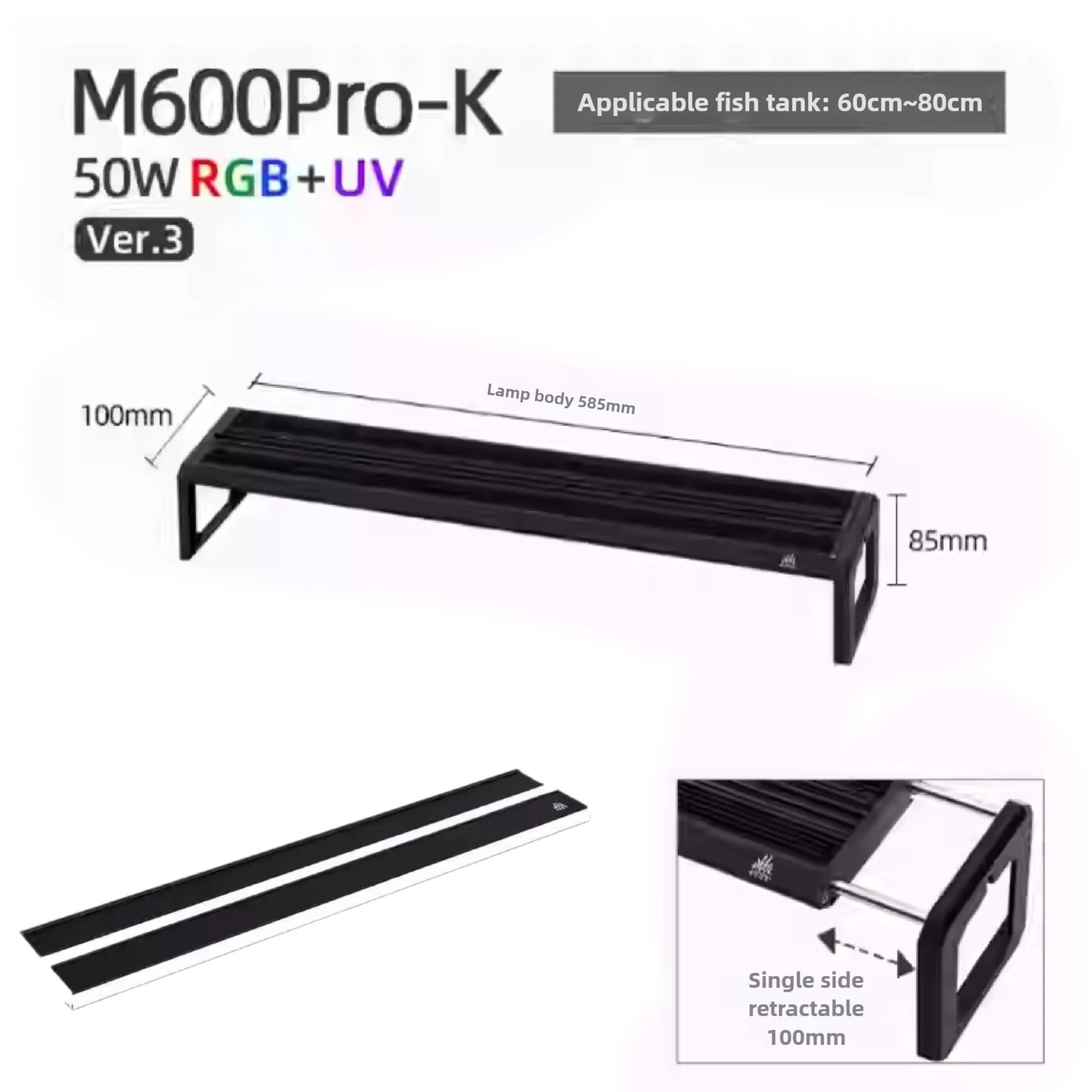 Week Aqua M Series Smart RGB+UV Aquarium LED Light - Full Spectrum Plant Grow Lamp