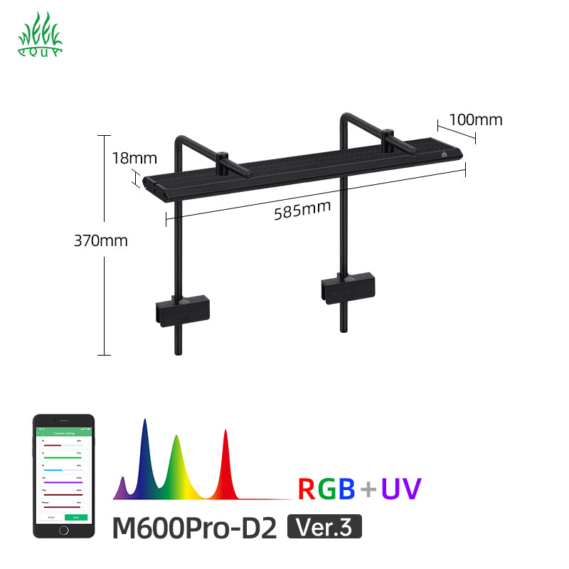Week Aqua M Series Pendant Style Smart Bluetooth RGB+UV LED Hanging Aquarium Light