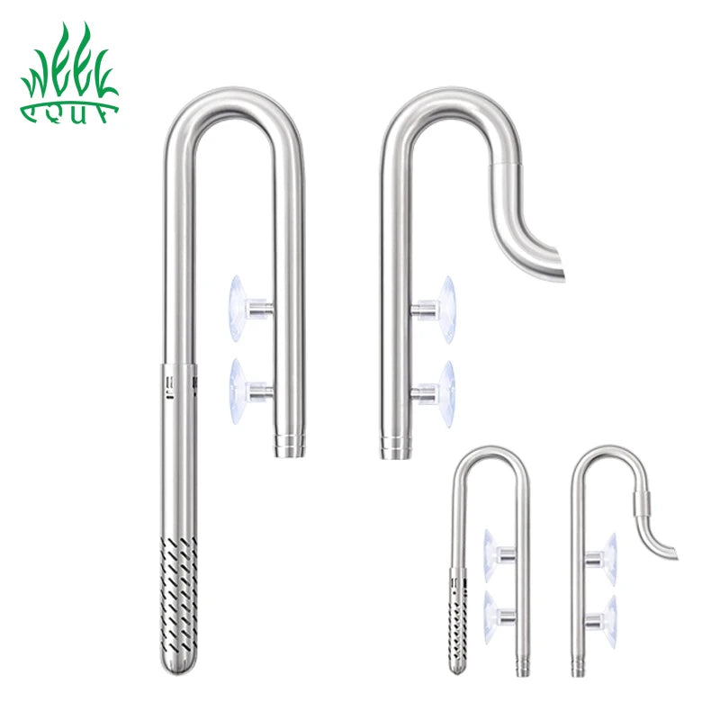 Week Aqua Premium 304 Stainless Steel Inflow Outflow Pipe Set with Built-in Surface Skimmer