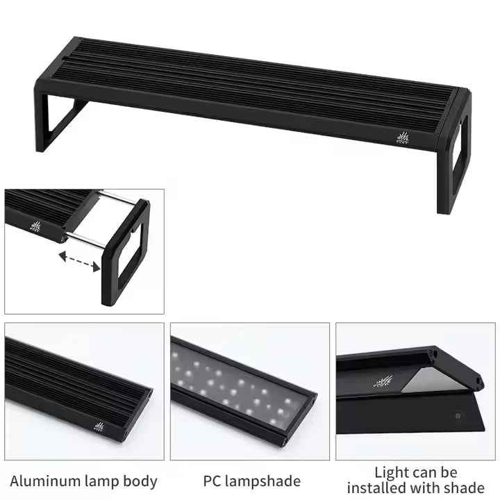 Week Aqua V Series RGB+W Full Spectrum Bracket LED Aquarium Light for Planted Tanks
