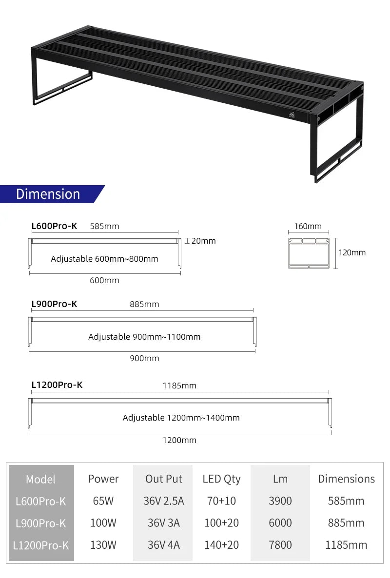WEEK AQUA L Series Pro RGB+UV Intelligent App Control LED Planted Aquarium Light