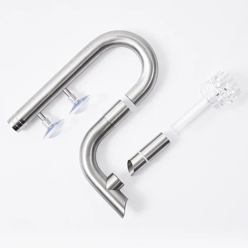 Week Aqua Premium 304 Stainless Steel Inflow Outflow Pipe Set with Built-in Surface Skimmer