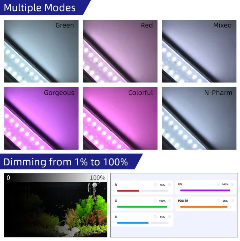 Week Aqua M Series Pendant Style Smart Bluetooth RGB+UV LED Hanging Aquarium Light