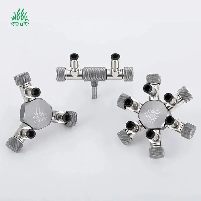 Week Aqua Aquarium CO2 Valve Splitter Multi-Way Distributor Regulator with 2-Way Needle Outlets