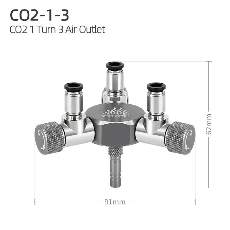 Week Aqua Aquarium CO2 Valve Splitter Multi-Way Distributor Regulator with 2-Way Needle Outlets