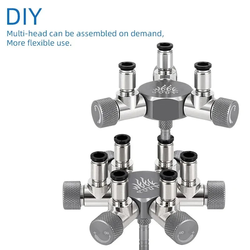 Week Aqua Aquarium CO2 Valve Splitter Multi-Way Distributor Regulator with 2-Way Needle Outlets