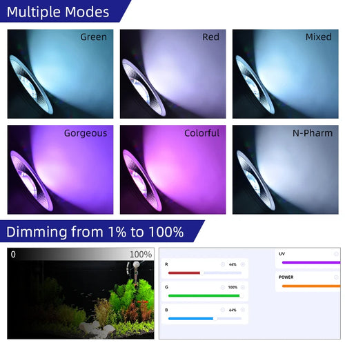 Week Aqua T140Pro RGB UVa Aquarium LED Light Bluetooth APP Control Lamp for Freshwater Planted Tank