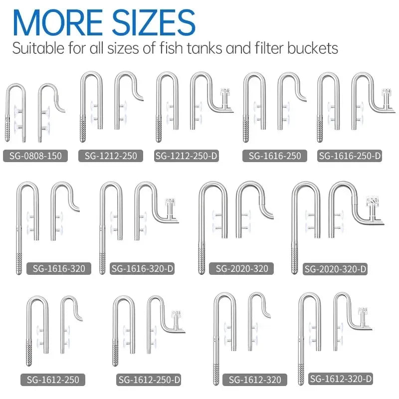 Week Aqua Premium 304 Stainless Steel Inflow Outflow Pipe Set with Built-in Surface Skimmer
