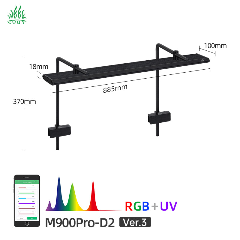 Week Aqua M Series Pendant Style Smart Bluetooth RGB+UV LED Hanging Aquarium Light