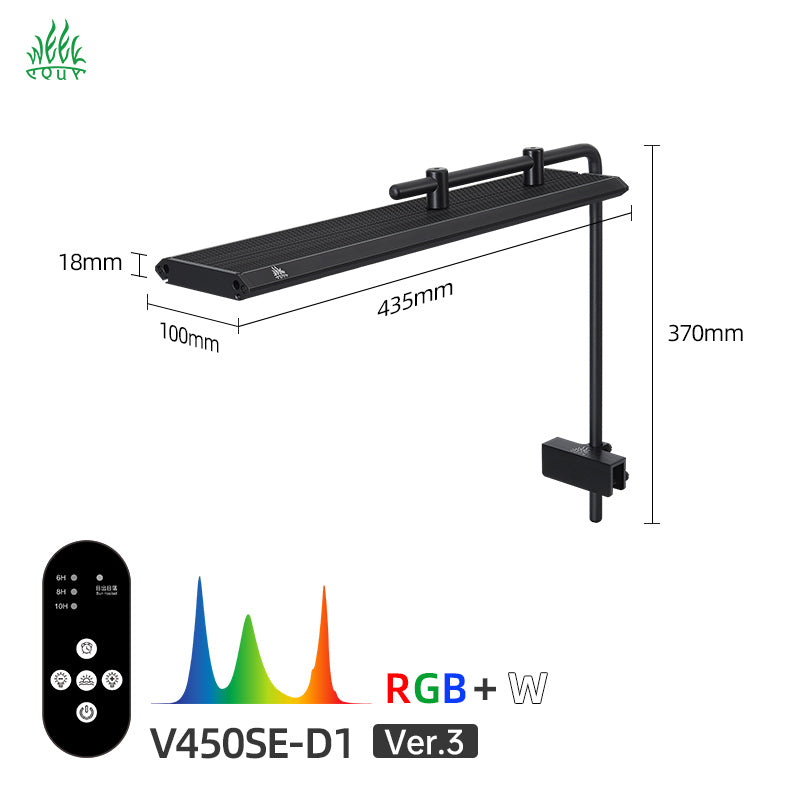 Week Aqua V Series Button Controls RGB+W Full Spectrum Hanging LED Aquarium Light with Pendant Brackets