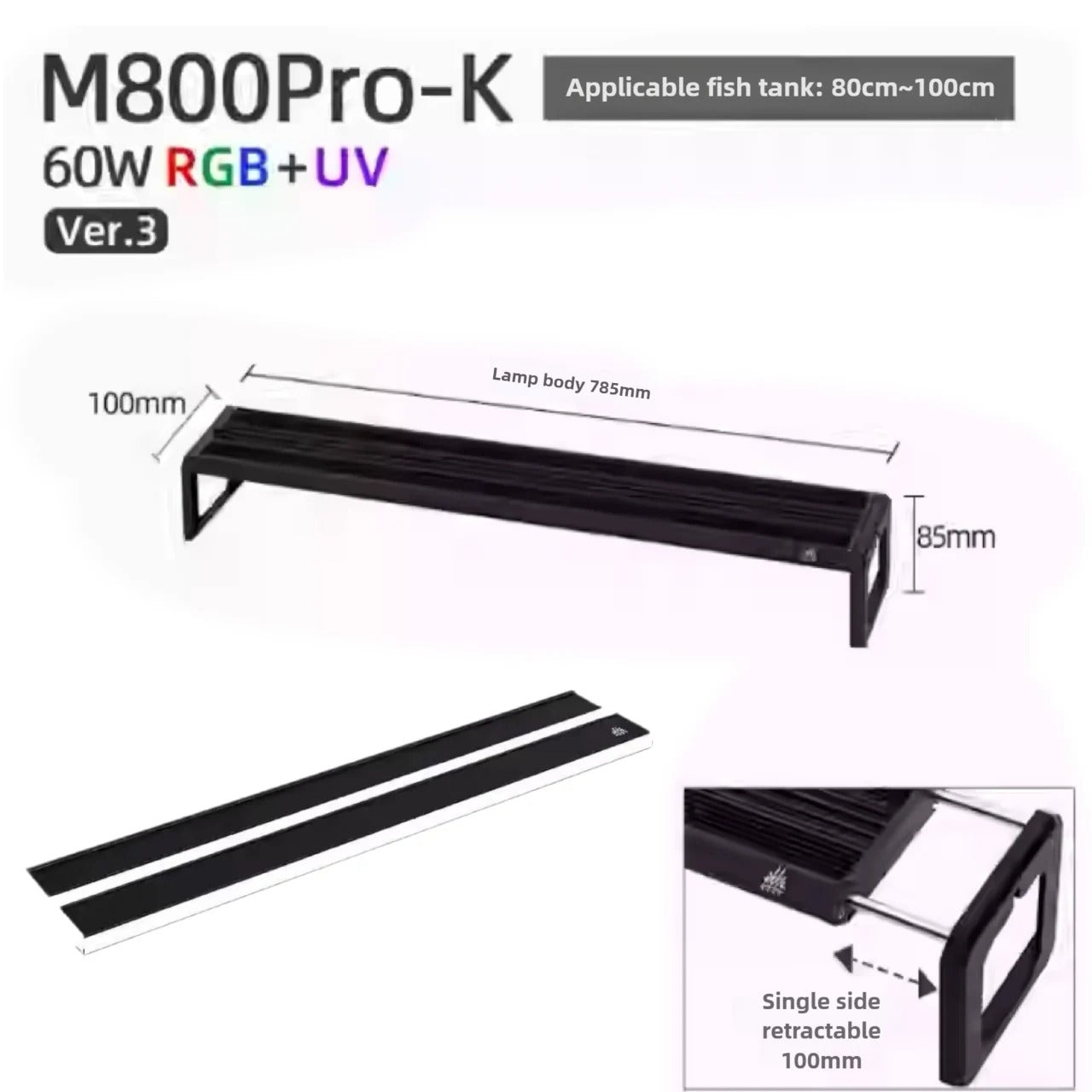 Week Aqua M Series Smart RGB+UV Aquarium LED Light - Full Spectrum Plant Grow Lamp