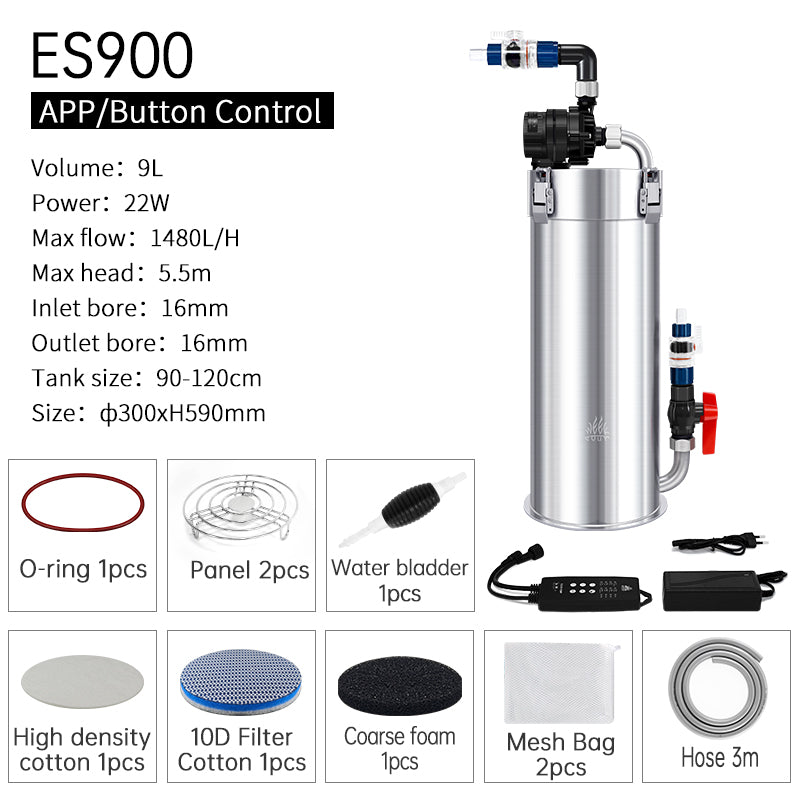 Week Aqua Ver2.0 Smart Frequency Conversion Stainless Steel External Canister Filter