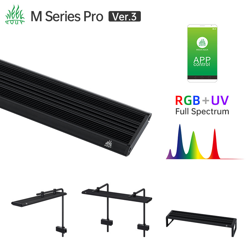 Week Aqua M Series Smart RGB+UV Aquarium LED Light - Full Spectrum Plant Grow Lamp