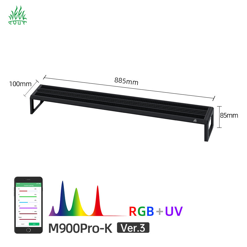 Week Aqua M Series Smart RGB+UV Aquarium LED Light - Full Spectrum Plant Grow Lamp