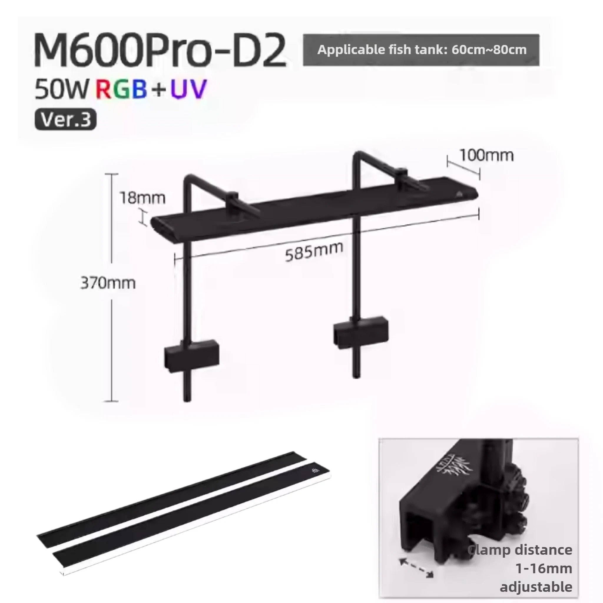 Week Aqua M Series Pendant Style Smart Bluetooth RGB+UV LED Hanging Aquarium Light