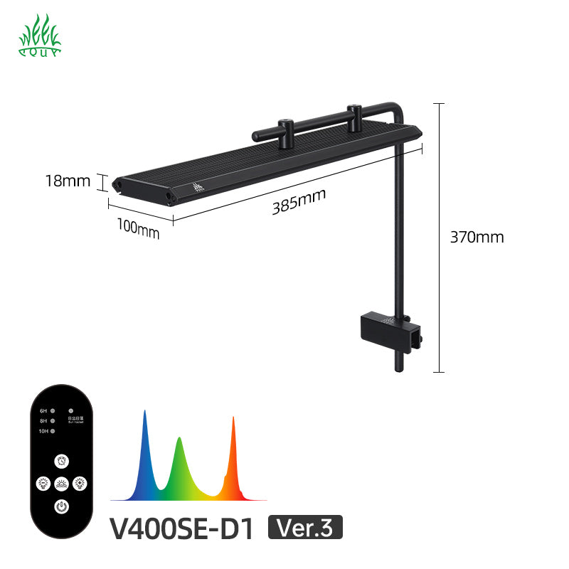 Week Aqua V Series Button Controls RGB+W Full Spectrum Hanging LED Aquarium Light with Pendant Brackets