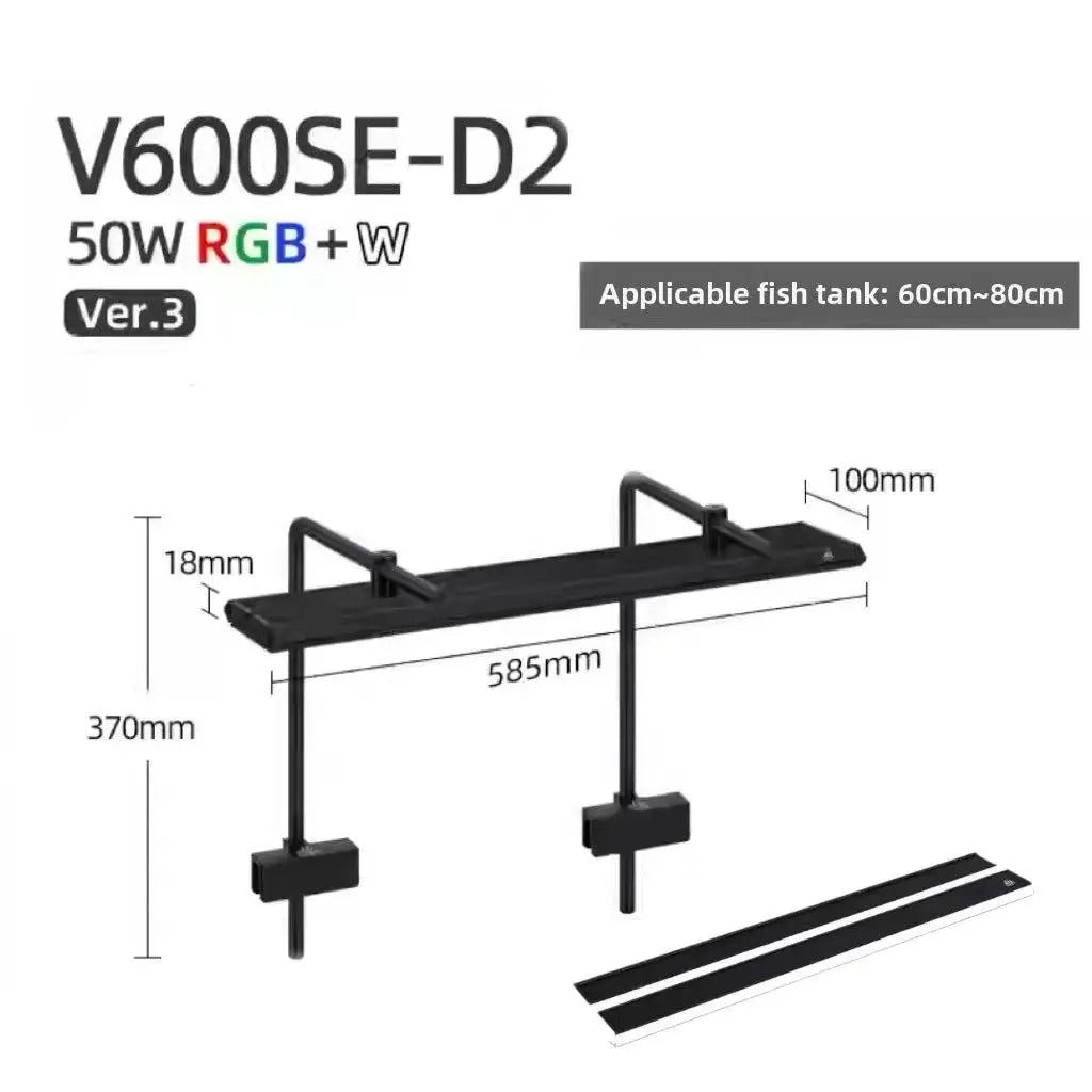 Week Aqua V Series Button Controls RGB+W Full Spectrum Hanging LED Aquarium Light with Pendant Brackets
