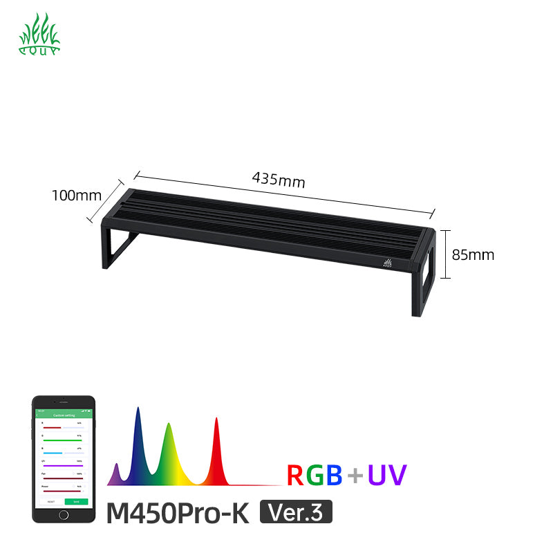 Week Aqua M Series Smart RGB+UV Aquarium LED Light - Full Spectrum Plant Grow Lamp