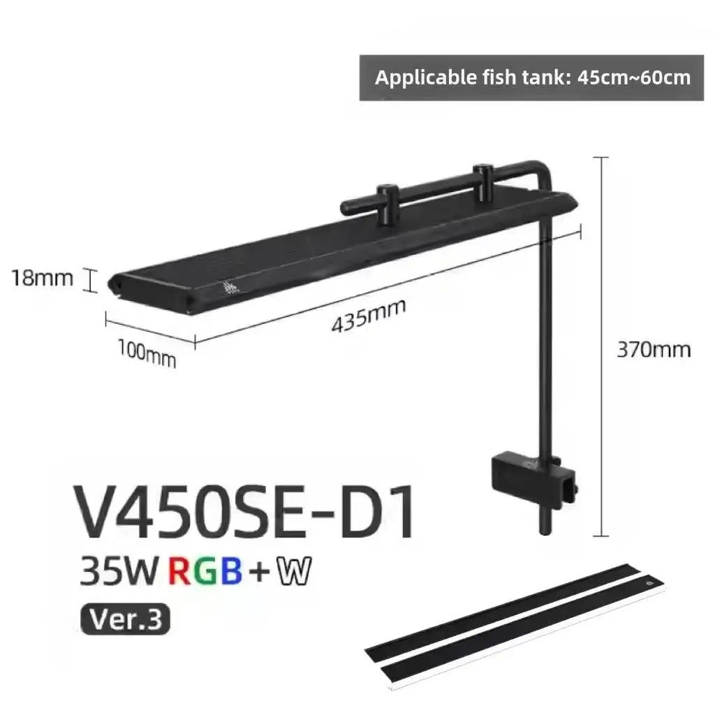 Week Aqua V Series Button Controls RGB+W Full Spectrum Hanging LED Aquarium Light with Pendant Brackets