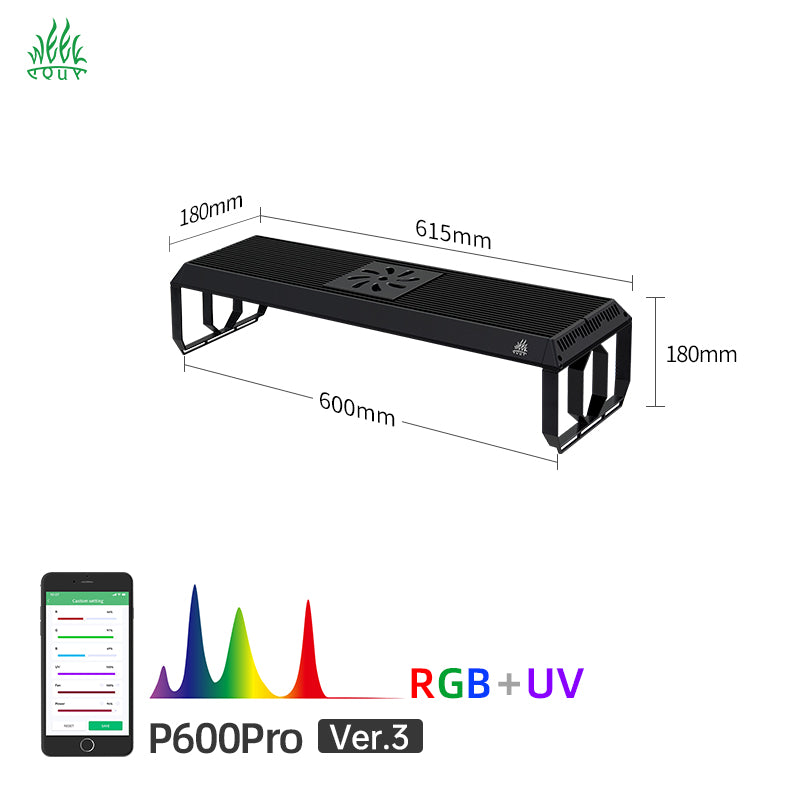Week Aqua P Series Ver.3 RGB+UV Smart Bluetooth LED Aquarium Light