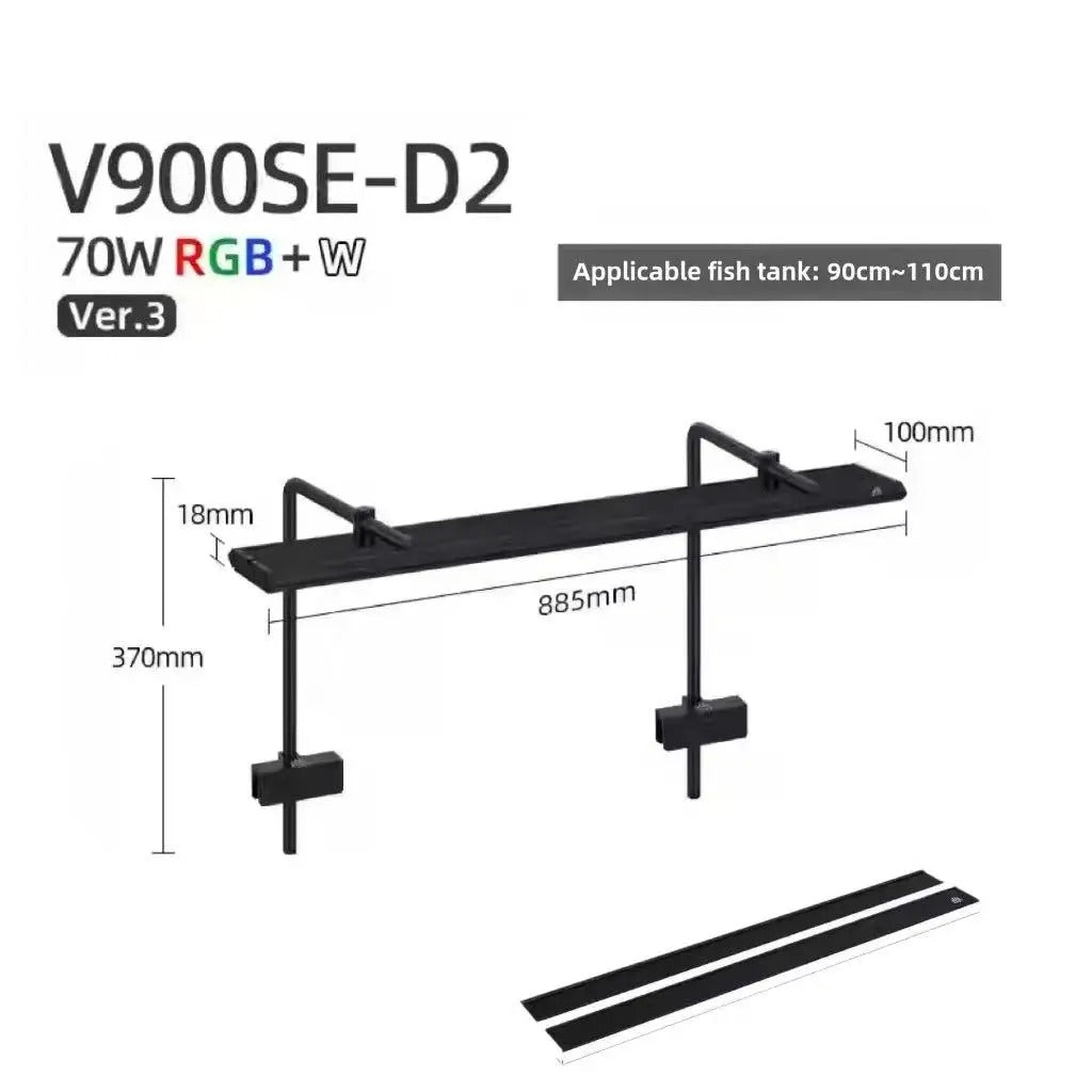 Week Aqua V Series Button Controls RGB+W Full Spectrum Hanging LED Aquarium Light with Pendant Brackets